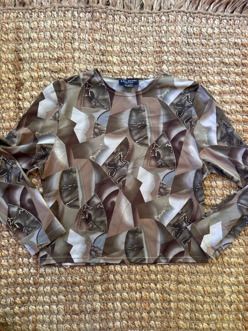 SML Sport Petite Multitone Brown & Cream Patterned Top